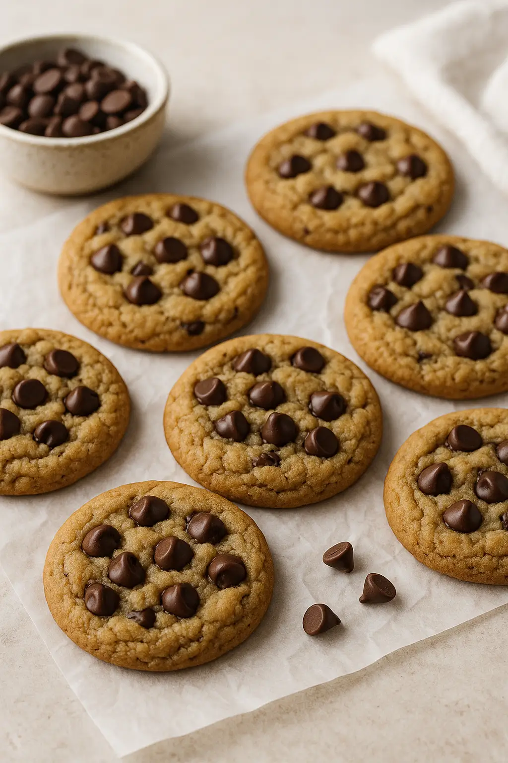 vegan chocolate chip cookies cooling after being baked
