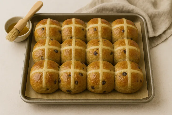 Freshly baked Vegan Hot Cross Buns